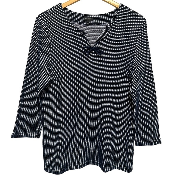 Talbots Top Women's Large Navy Blue 3/4 Sleeve Stretch Tunic - Picture 1 of 6